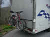 The bike rack on the back of the RV.
